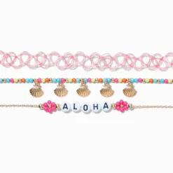 Aloha Beaded Choker Necklaces - 3 Pack