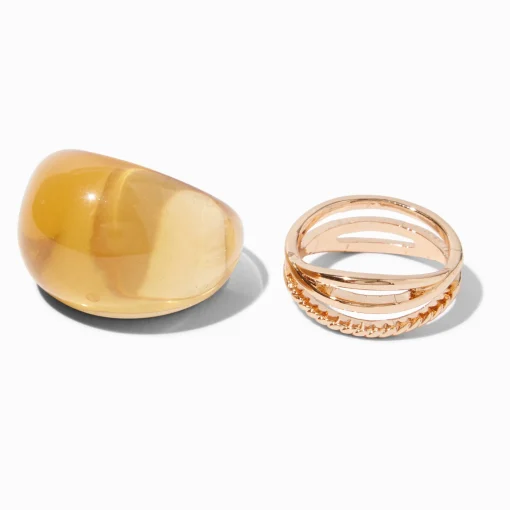 Amber Dome Rings - 2 Pack