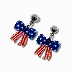 American Flag Bows Drop Earrings