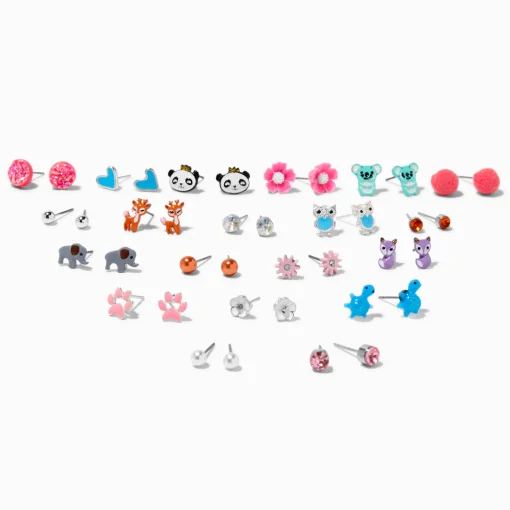 Animal Mix Stud Earrings - 20 Pack