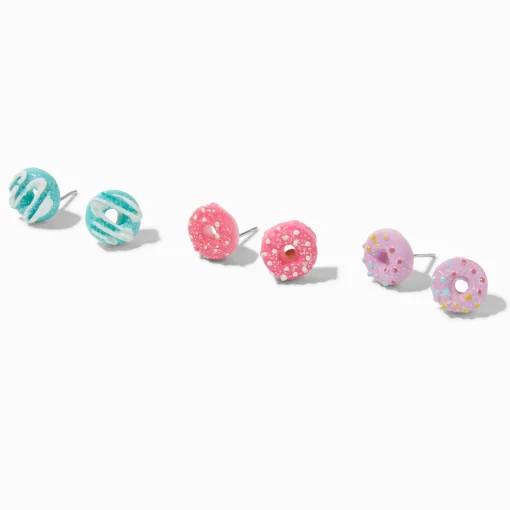 Assorted Donut Stud Earrings - 3 Pack