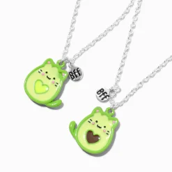 Best Friends Avocado Cat Pendant Necklaces - 2 Pack