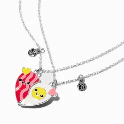 Best Friends Bacon & Egg Split Heart Pendant Necklaces - 2 Pack