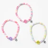 Best Friends Beaded Happy Face Charm Stretch Bracelets - 3 Pack
