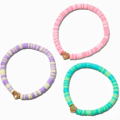 Best Friends Beaded Heart Charm Stretch Bracelets - 3 Pack