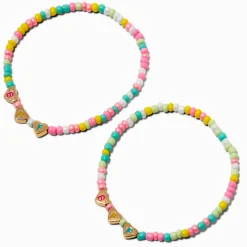 Best Friends BFF Hearts Pastel Beaded Stretch Bracelets - 2 Pack