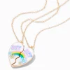 Best Friends BFF Rainbow Split Heart Pendant Necklaces - 2 Pack