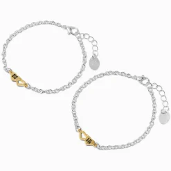 Best Friends Big Sis & Lil Sis Heart Charm Bracelets - 2 Pack