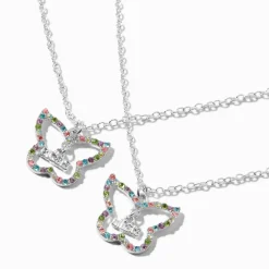 Best Friends Big Sis & Little Sis Butterfly Pendant Necklaces - 2 Pack