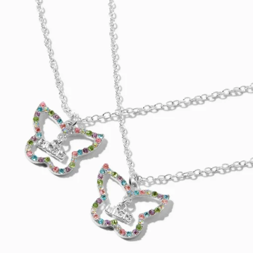 Best Friends Big Sis & Little Sis Butterfly Pendant Necklaces - 2 Pack