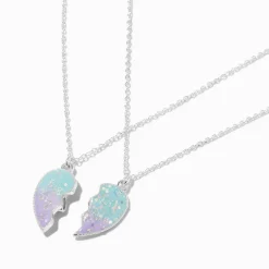 Best Friends Big Sis & Lil Sis Split Heart Pendant Necklaces - 2 Pack