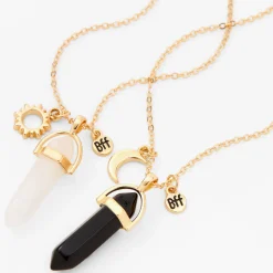 Best Friends Black & White Mystical Gem Pendant Necklaces - 2 Pack