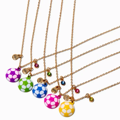 Best Friends Bright Soccer Pendant Necklaces - 5 Pack
