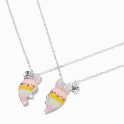 Best Friends Bunny Split Heart Pendant Necklaces - 2 Pack
