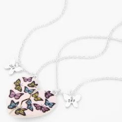 Best Friends Butterfly Split Heart 16" Pendant Necklaces - 2 Pack