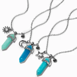 Best Friends Celestial Blue Mystical Gem Pendant Necklaces - 3 Pack
