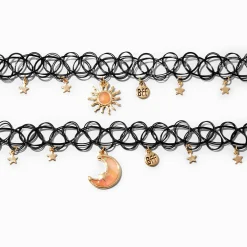 Best Friends Celestial UV Color-Changing Tattoo Choker Necklaces - 2 Pack