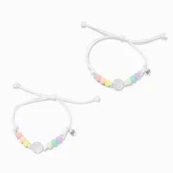 Best Friends Color-Changing UV Happy Face Rainbow Beads Bracelets - 2 Pack