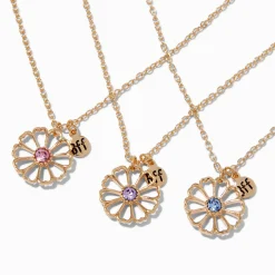 Best Friends Crystal Daisy Pendant Necklaces - 3 Pack