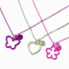 Best Friends Flower, Heart & Butterfly Cut-Out Pendant Necklaces - 3 Pack