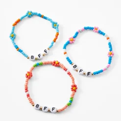 Best Friends Forever Beaded Flower Bracelets - 3 Pack