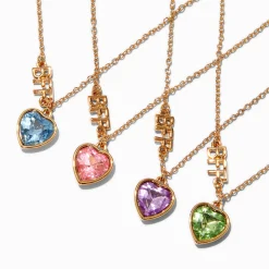 Best Friends Gem Heart Pendant Necklaces - 4 Pack