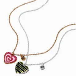 Best Friends Glitter Heart Pendant Necklaces - 2 Pack