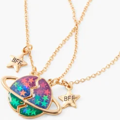 Best Friends Glow In The Dark Outer Space Split Pendant Necklaces - 2 Pack