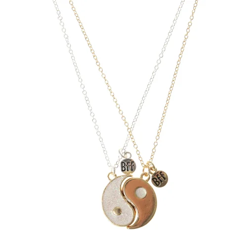 Best Friends Gold Yin Yang Sign Necklaces - 2 Pack