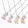 Best Friends Iridescent Ombré Teddy Bear Pendant Necklaces - 4 Pack
