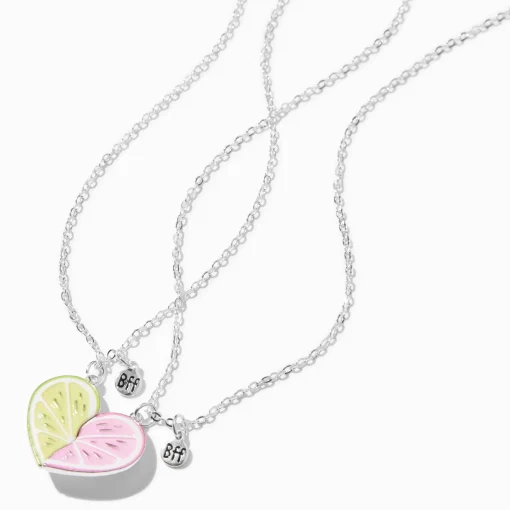 Best Friends Lime & Grapefruit Heart Pendant Necklaces - 2 Pack