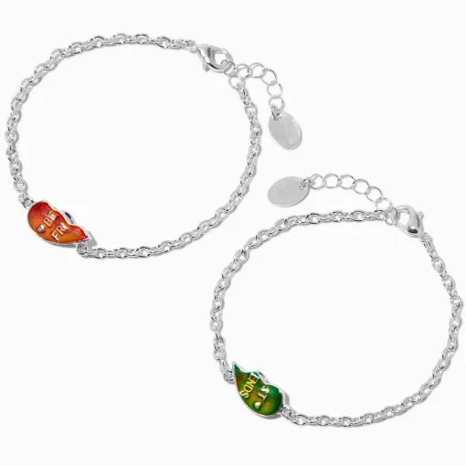 Best Friends Mood Split Heart Charm Bracelets - 2 Pack
