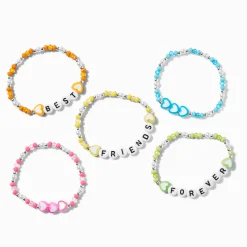 Best Friends Neon Heart Seed Bead Stretch Bracelets - 5 Pack