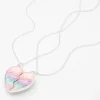 Best Friends Pastel Ombré Split Heart Pendant Necklaces - 2 Pack