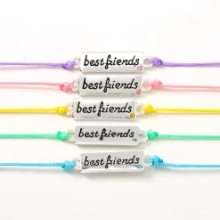 Best Friends Pastel Plaque Adjustable Friendship Bracelets - 5 Pack