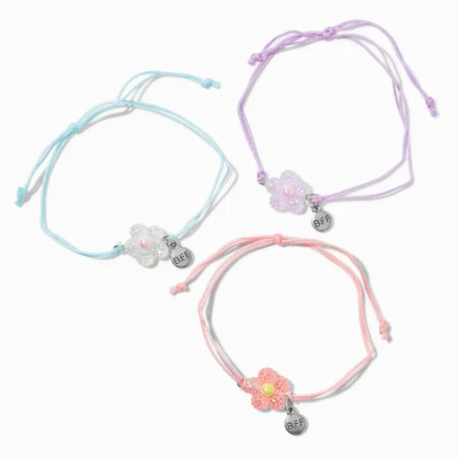 Best Friends Pastel Puffy Flower Bracelets - 3 Pack
