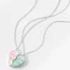 Best Friends Pink & Blue UV Color-Changing Split Heart Pendant Necklaces - 2 Pack