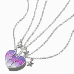 Best Friends Purple Ombré Heart Pendant Necklaces - 3 Pack