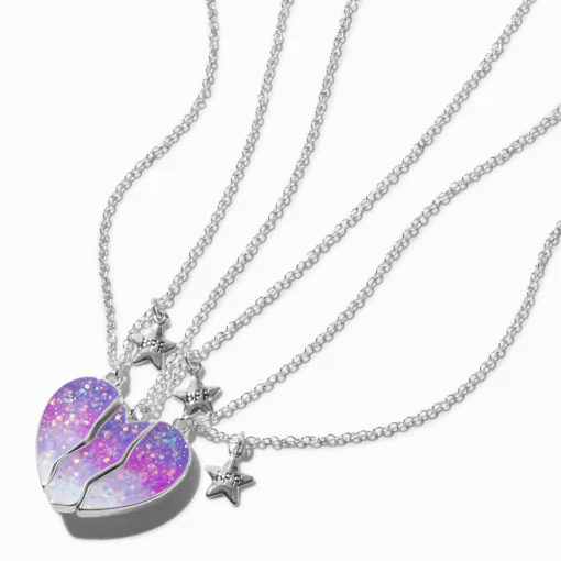 Best Friends Purple Ombré Heart Pendant Necklaces - 3 Pack