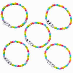 Best Friends Rainbow BFF Beaded Stretch Bracelets - 5 Pack