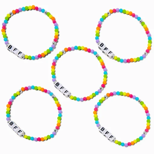 Best Friends Rainbow BFF Beaded Stretch Bracelets - 5 Pack