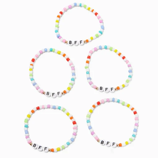 Best Friends Rainbow Seed Bead Stretch Bracelets - 5 Pack