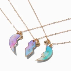 Best Friends Rainbow Star Heart Pendant Necklaces - 3 Pack
