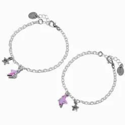 Best Friends Silver-tone Split Star Charm Bracelets - 2 Pack