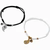 Best Friends Split Black & White Yin Yang Pendant Cord Necklaces - 2 Pack