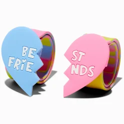 Best Friends Split Heart Rainbow Slap Bracelets - 2 Pack