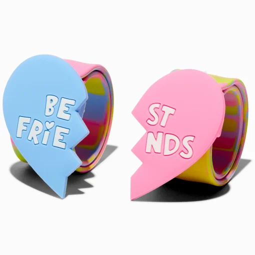 Best Friends Split Heart Rainbow Slap Bracelets - 2 Pack
