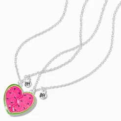 Best Friends Watermelon Split Heart Pendant Necklaces - 2 Pack