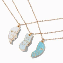 Best Friends White & Blue Ombré Heart Pendant Necklaces - 3 Pack