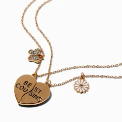 Best Friends ''Best Cousins'' Split Heart Pendant Necklaces - 2 Pack